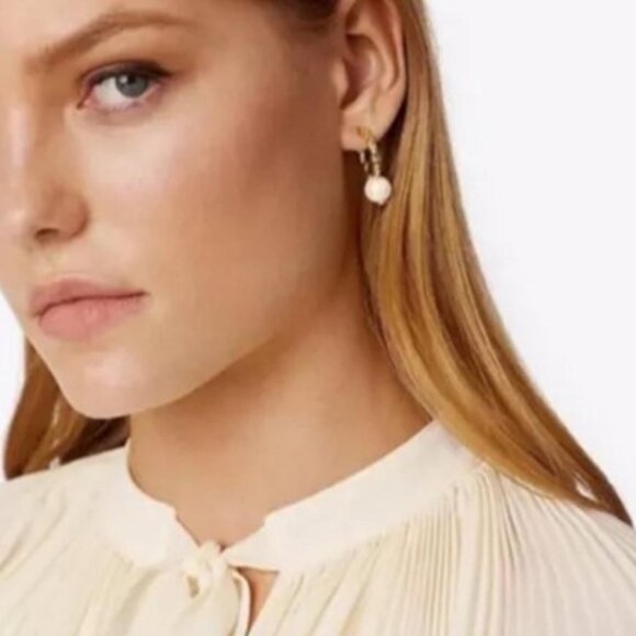 Tory Burch Rope Logo Bead Hoop Earrings w Dust Bag NWOT - Picture 4 of 4